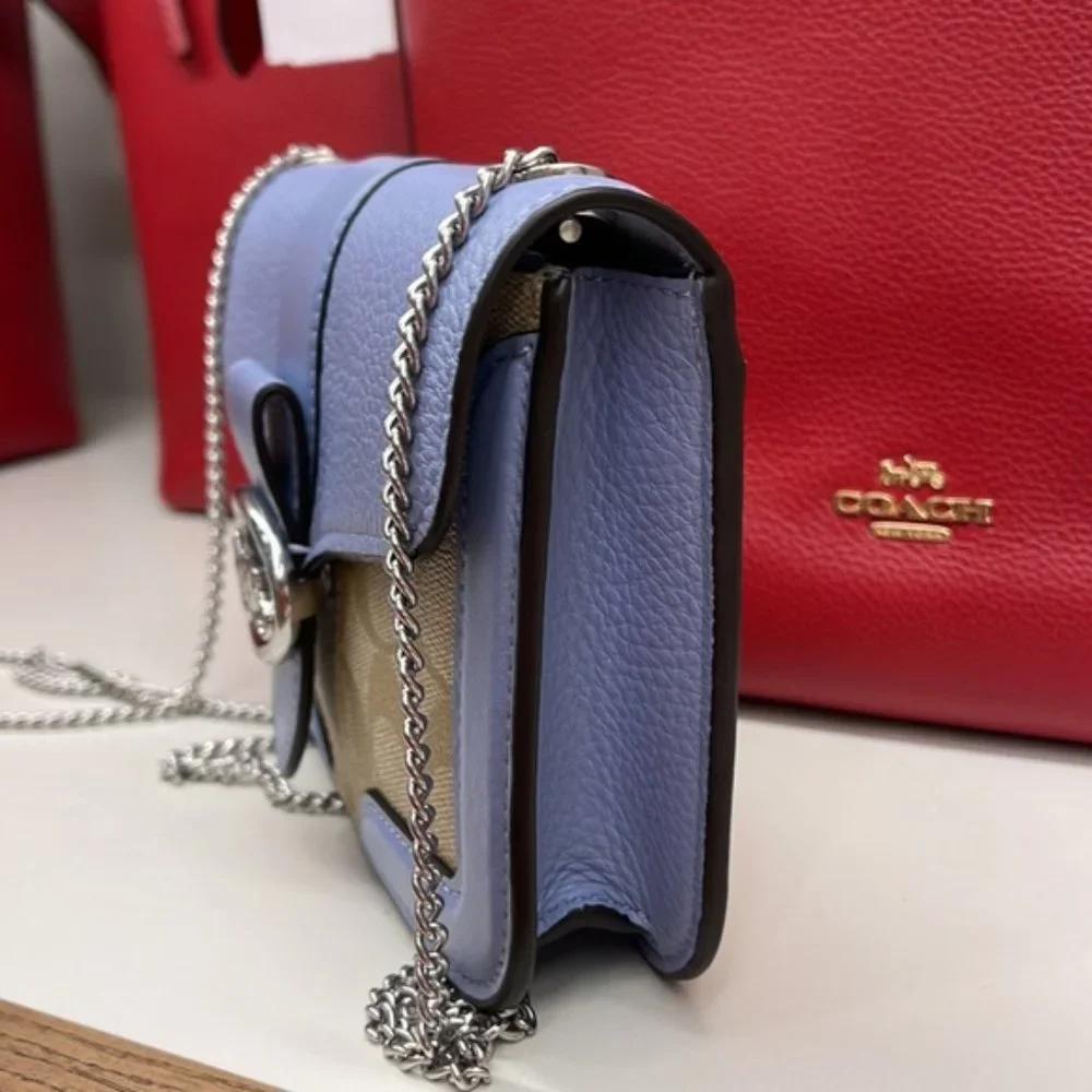 Coach Georgie Crossbody In Signature Canvas Light Khaki / Marble Blue - Picture 6 of 16